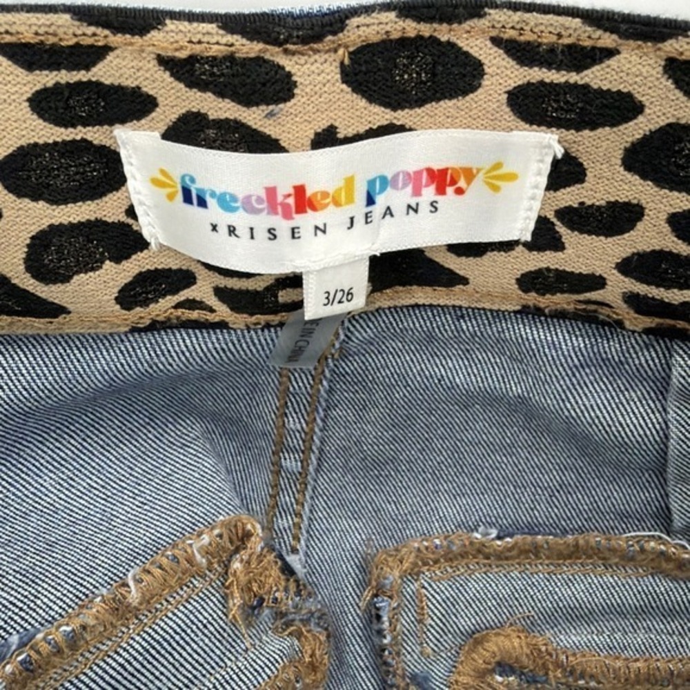 Freckled Poppy x Risen Jeans Bows Wide Leg Size 3 28x32 High Rise Tummy Control - Picture 14 of 16